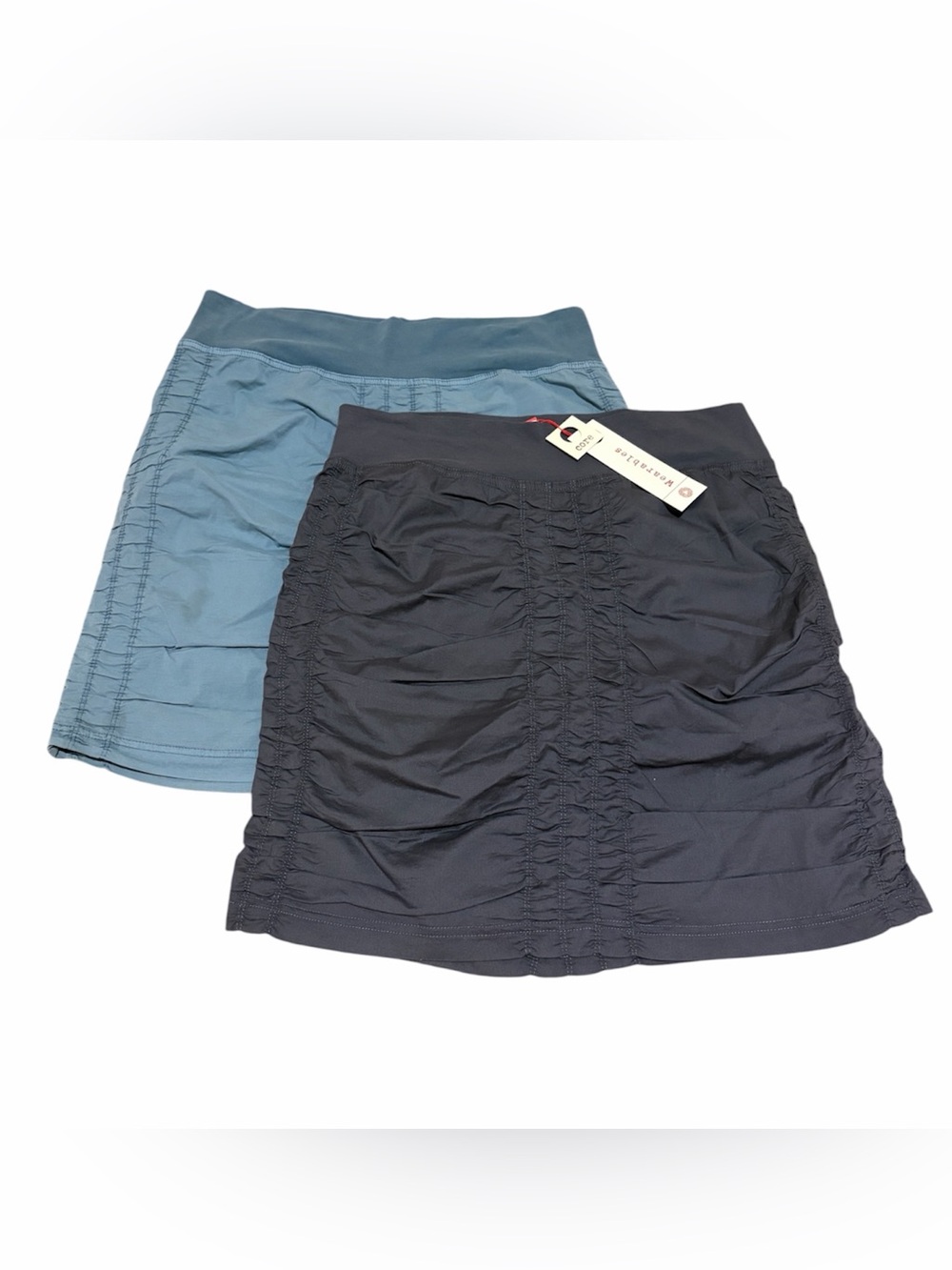 Lot of 2 Wearables XCVI Trace Ruched Mini Skirts Dark Gray and Blue Size Medium